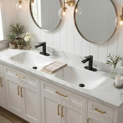 Rbrohant Single Hole Bathroom Faucet, Matte Black Single Handle Bathroom Sink Faucets for 1 Hole, Bathroom Vanity Faucet with Pop up Drain and Cover Plate, Deck Mount, R2001-MBP - color: Matte Black, style: With Escutcheon