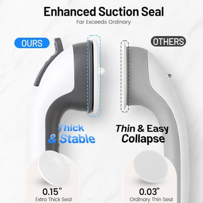 2PK Grab Bars for Shower Handle, Elderly Assistance Products, Black | Seniors Removable Bar Safety, Suction Cup for Bathtubs and Showers/Bathroom/Walls, Heavy Duty Handrails Grip, No Drilling - color: Black-2 PACK