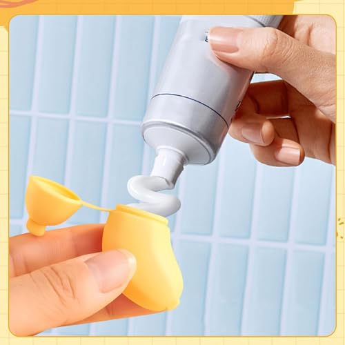 CANIPHA 4Pcs Banana Toothbrush Set Includes Yellow Cyan, Portable Banana Toothbrush Holder with Toothpaste Dispenser, Home Goods Suitable for Home Use or Travel