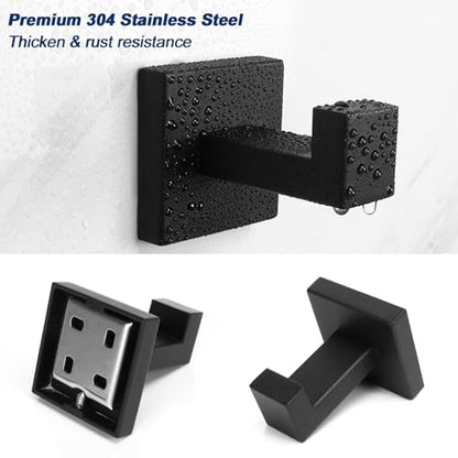 NearMoon Bath Towel Hooks -SUS304 Stainless Steel Square Clothes Robe Hooks Hanger, Heavy Duty Coat Hooks for Bathroom Livingroom Hotel Kitchen Garage, Wall Mounted (4 Pack, Matte Black) - color: Matte Black
