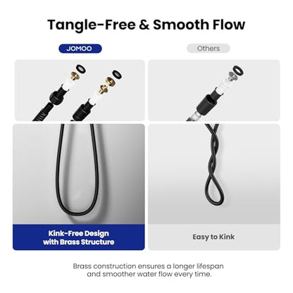 JOMOO Shower Hose, 118 Inch Extra Long Stainless Steel Handheld Shower Hose Extension/Replacement with Brass Insert and Nut, Flexible Anti-Kink Shower Head Hose for Bathroom, Matte Black - color: Matte Black, size: 118 Inch