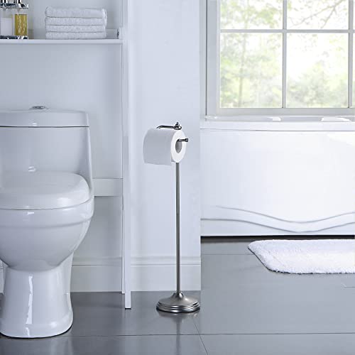 SunnyPoint Bathroom Free Standing Toilet Tissue Paper Roll Holder Stand with Reserve Function (Black Nickel) - color: Black Nickel