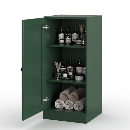 100% Solid Wood 16.5"" Bathroom Storage Cabinet with Shaker Door & Adjustable Shelves - color: Green, style: Shaker Door