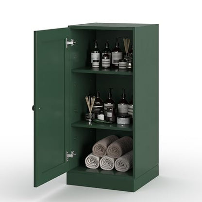 100% Solid Wood 16.5"" Bathroom Storage Cabinet with Shaker Door & Adjustable Shelves - color: Green, style: Shaker Door
