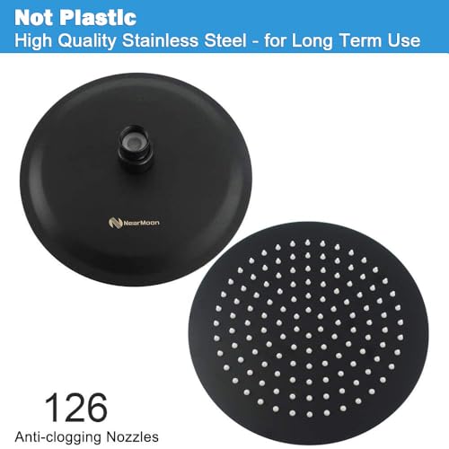 NearMoon Rain Shower Head, Ultra-Thin Design-Pressure Boosting, Awesome Some Experience, High Flow Stainless Steel Rainfall Head (10 Inch, Matte Black) - color: Matte Black, size: 10 Inch
