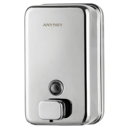 anydry Commercial Soap Dispenser Wall Mounted 37oz Brushed Stainless Steel | Liquid Hand Soap Dispenser, Ideal for Commercial Bathroom, Large Capacity, Easy Refill, Leak-Proof Pump, Stable Installation - color: Polished