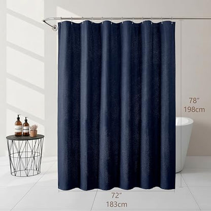 Navy Blue Fabric Shower Curtain 78 Inch Length 1 Piece, Embossed Textured Waffle Cloth Shower Curtains for Bathroom Modern Hotel Spa, Water Resistant Machine Washable, 72Wx78L Inches - color: Navy Blue, size: 72"W x 78"L (Pack of 1)