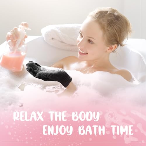 Didaey 104 Pcs Exfoliating Glove Bulk Shower Gloves with Hanging Loop Exfoliating Body Scrubber Dead Skin Remover for Body Bath Beauty Spa Massage Scrubs Men Women Bathing(Black) - color: Black