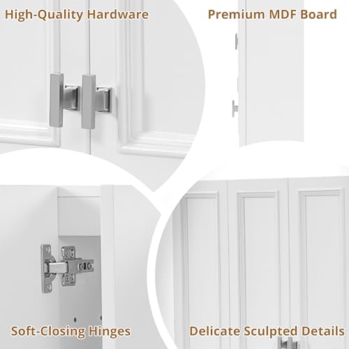 Marzzi 36" x 28" Bathroom Medicine Cabinet with Open Shelf | Wall Mounted Bathroom Storage Cabinet with Adjustable Shelves, Over The Toilet Wall Cabinet, Painted Finish - color: White