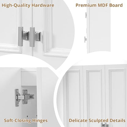 Marzzi 36" x 28" Bathroom Medicine Cabinet with Open Shelf | Wall Mounted Bathroom Storage Cabinet with Adjustable Shelves, Over The Toilet Wall Cabinet, Painted Finish - color: White