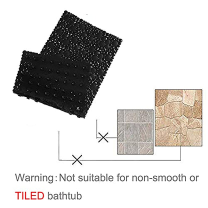 Extra Long Pebble Bath Tub Shower Mat 34.2 x 15.7, Bathmat Non-Slip with Suction Cups, Machine Washable, Bathroom Mats, Smooth/Non-Textured Surface Only (34.2" x 15.7", Black) | Extra Long Bath Mat for Tub Non Slip, Machine Washable, Shower Mats for Insid