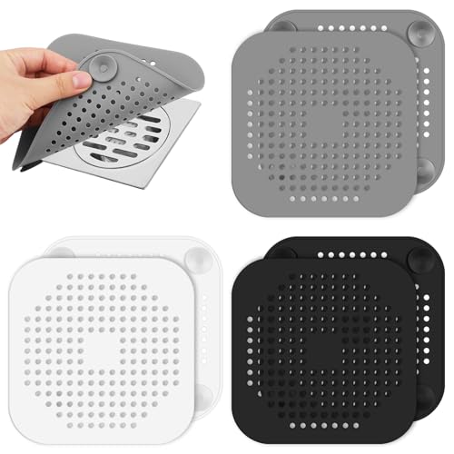 3Pcs Drain Hair Catcher - 5.7'' Silicone Shower Drain Protector - Reusable Sink Drain Strainer Hair Stopper for Shower Bathtub, Bathroom, Kitchen Sink, Laundry Floor Drain Filters