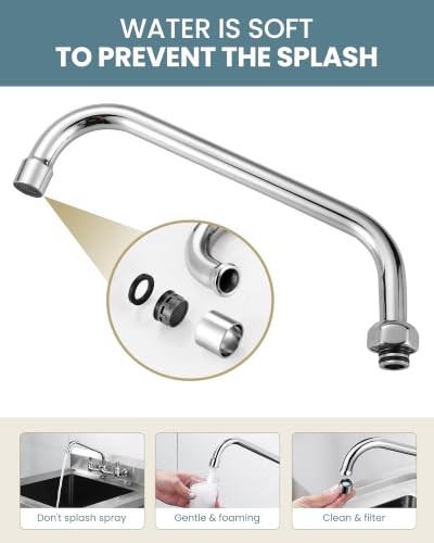 G3/4 Internal Thread 10” Commercial Faucet Swivel Spout Replacement: Add-on Swing Nozzle Spout - Chrome Polished Spout Replacement Part For Commercial Kitchen Sink Faucet - 1.8gpm/ 2.2gpm Aerator - size: 10 Inch