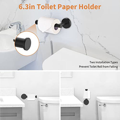 Cilee 10 Piece Matte Black Bathroom Hardware Set,2 Pack 5 Piece Bathroom Accessories Set Include 24 inch,16 inch Toilet Paper Holder, Towel bar,Towel Ring,Towel Hook,Stainless Steel Wall Mounted - color: 1 Black, size: 24inch