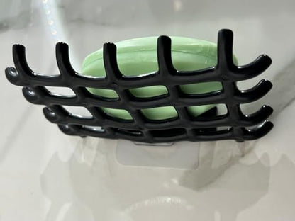 2-Pack Adhesive Soap Holder, No Drill Wall Mounted Self Draining Soap Dish for Shower Bathroom Kitchen(Black) - color: Black