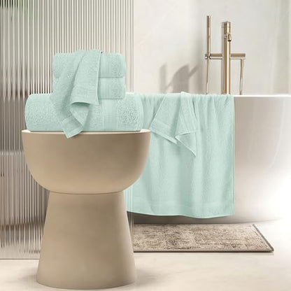 MyOwn 6 Piece Towel Set, 100% Combed Cotton - 2 Bath Towels, 2 Hand Towels, 2 Wash Cloths - 500 GSM Luxury Hotel Quality Ultra Soft Highly Absorbent Towel Set for Bathroom - Sea Green - color: Sea Green