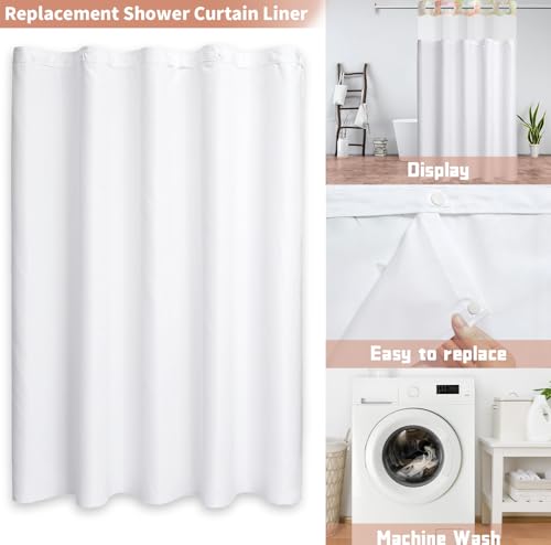 1 Pack Fabric Snap in Shower Curtain Liner, 70W x 54H Removable Water Repellent Liner Removable & Water-Repellent, for 71W x 74H Hookless Shower Curtain - color: White, size: 54"W x 71"L (Pack of 1)