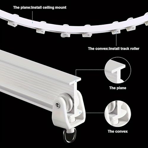 Flexible Bendable Curtain Track, 3.28ft Wall Mount PVC Steel Plate, Heavy Duty Ceiling Curtain Track, Curved Tracks for Window Bay Shower (White-2pcs) - color: White-2pcs