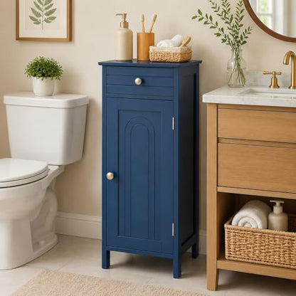 Blue Free-Standing bathroom Cabinet with Drawer &2 Adjustable Shelves | Storage, Bathroom - color: Blue
