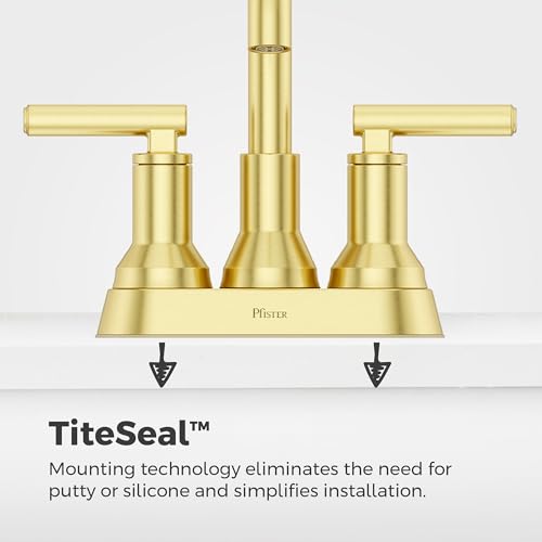Pfister Capistrano Brushed Gold 3 Hole Centerset Bathroom Faucet LF048CSOBG | Push & Seal drain included, TiteSeal no-putty install, EPA WaterSense 30% savings, NSF lead-free, Lifetime finish coverage - color: Brushed Gold, size: 1 Pack