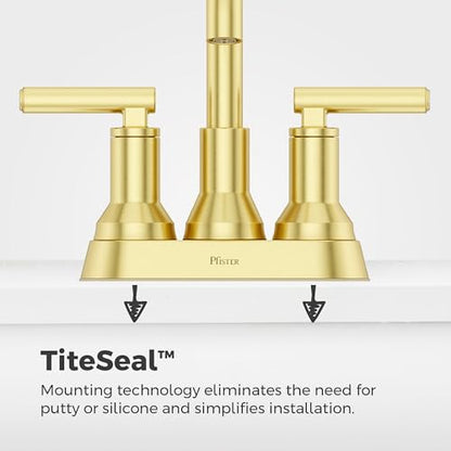Pfister Capistrano Brushed Gold 3 Hole Centerset Bathroom Faucet LF048CSOBG | Push & Seal drain included, TiteSeal no-putty install, EPA WaterSense 30% savings, NSF lead-free, Lifetime finish coverage - color: Brushed Gold, size: 1 Pack