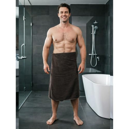 Bath Towels 4-Pack, 27.5x55 Inches - Ultra Soft and Highly Absorbent Quick Dry Microfiber Towels with Hanging Loop, Beauty Twill Stripe Design for Bath, Beach, Gym - color: Dark Grey+grey+coffee+orange