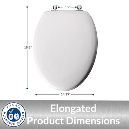 MAYFAIR 1844CP 000 Toilet Seat with Chrome Hinges will Never Come Loose, ELONGATE, White (Pack of 2) - size: Elongated (Pack of 2), style: Chrome Hinge