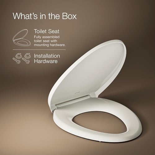 Kohler K-27331-96 Glissade ReadyLatch Quiet Close Elongated Toilet Seat, Biscuit - color: Biscuit, size: ELONGATED