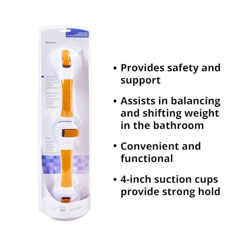 McKesson Plastic Rotating Suction Cup Bathroom Grab Bar, 9.75 in, 1 ct | Rotating Suction-Cup Grab Bar,White / Yellow,Plastic,Not Made with Natural Rubber Latex - size: 19-3/4 Inch Length (1 ct)