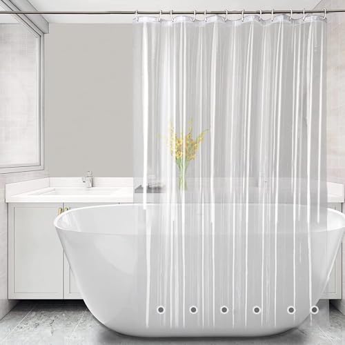 Extra Long Shower Curtain Liner,72x82 Inch Length Clear Vinyl Plastic Tall Shower Liner Long with 6 Magnets for Bathroom, PEVA Lightweight & Waterproof with Rustproof Grommets - color: 4g-clear, size: 72"W x 82"L (Pack of 1)