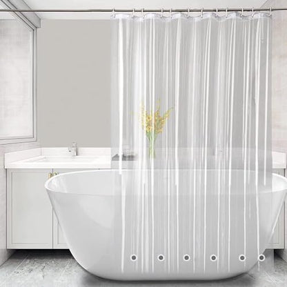 Extra Long Shower Curtain Liner,72x82 Inch Length Clear Vinyl Plastic Tall Shower Liner Long with 6 Magnets for Bathroom, PEVA Lightweight & Waterproof with Rustproof Grommets - color: 4g-clear, size: 72"W x 82"L (Pack of 1)