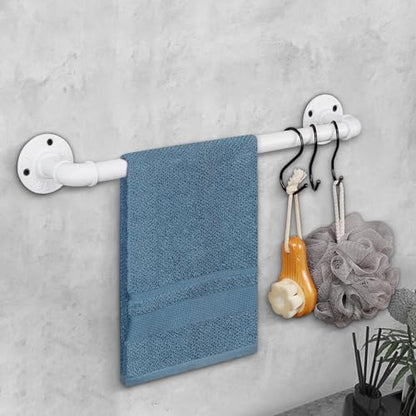 Industrial Pipe Towel Rack Towel Bar, Heavy Duty Wall Mounted Rustic Farmhouse Bath Towel Holder for Bathroom (White, 16 inch) - color: White, size: 16 Inch