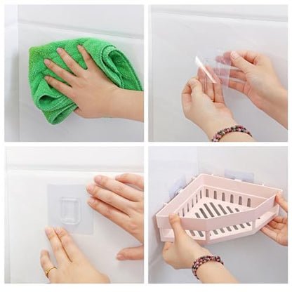 GLOGLOW Plastic Corner Shower Shelf Corner Shower Shelf, Triangular Wall Mounted Space Saving Bathroom Organizer for Bathroom Room Storage Daily Use