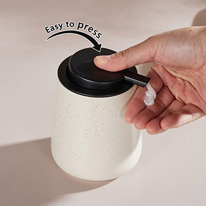 12Oz Hand Soap Dispenser - 2 Pack Ceramic Liquid Soap Dispenser Set | Lotion Dispenser with Easy-to-Press Pump, Reusable and Refillable Dish Soap Dispenser for Bathroom & Kitchen, Speckled Beige - color: Beige Liquid Dispenser