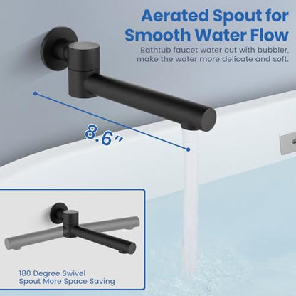 Airuida 3-Function Shower System with Tub Spout – Round Rainfall Shower Faucet Combo,Handheld Spray with 2 Functions,Includes Rough-In Valve with 360° Rotating Drain,10 Inch Shower Head,Matte Black - color: Matte Black, size: 10 Inch