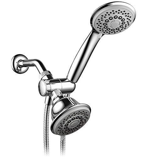 Hotel Spa AquaStorm 30-Setting SpiralFlo 3-Way High Pressure Luxury Shower Head/Handheld Showerhead Combo with Water Saving Economy Mode/Chrome - color: Chrome & Gray - Economy Mode