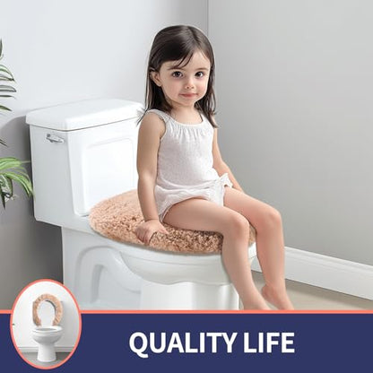 Soft Microfiber Toilet Lid Cover 17.5" x 15" Machine Washable | Solid Toilet Seat Cover Adjustable Rubber Backing Fits Most 16 -17.5" L x 14-16" W Round Oblong and Elongated Toilet Seat - color: Cream