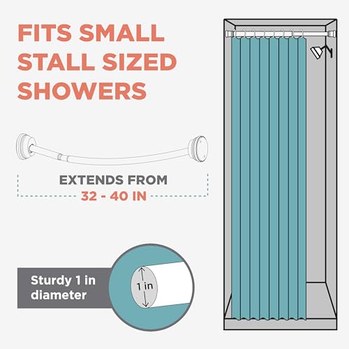 Zenna Home No Drill Curved Shower Curtain Rod, 32 - 40 Inches Adjustable Shower Rod for Small Tubs or Showers, Easy Install, Choice of No Drilling Tension or Wall Mount, Rustproof, Bronze