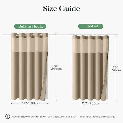 Beige Hook Free Waffle Shower Curtain & Snap-in Fabric Liner,72x81 | Less Time to install, 3 in 1 Fabric Shower Curtain and Liner Set with Magnets, Long, Shower Curtains for Bathroom - color: B Beige, size: 72"W x 81"L (Pack of 1)
