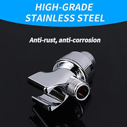 Shower Arm Bracket Adjustable Handheld Shower Arm Mount Holder with Wall Hook Bracket Polished Chrome Finish Compatible with Dual Shower Head Adapters and Swivel Adapt (Black)