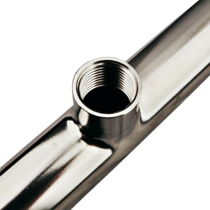 Dual Shower Head Manifold, G 1/2" Double Outlet Stainless Steel Water Connection for Fix Showerhead & Handheld Shower Polished