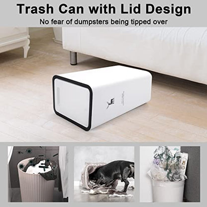 XPIY Trash Can with Lid, 2 Pack 4 Gallons/15 Liters Garbage Can | Small plastic waste basket with press top, dog proof design for bathroom|kitchen|bedroom|office use. (White) - color: WhiteWhite