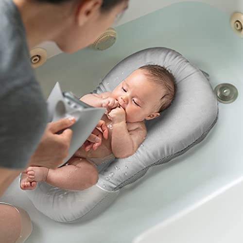 Baby Bath Mat, KAKIBLIN Baby Bath Cushion Soft Anti-Slip Bath Pad Toddler Bath Pillow, Grey | Baby Bathing Cushion for 0-6 Month Infant Baby - color: Grey