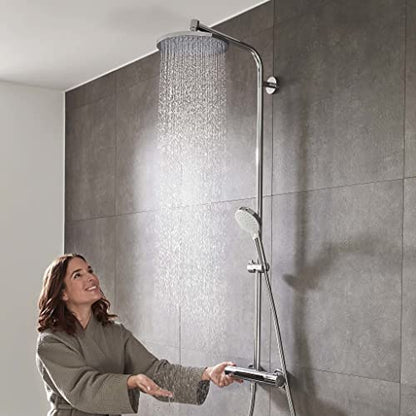 Hansgrohe Crometta S Shower System With Thermostat, Rainfall Head (⌀ 240 mm), Hand Shower (2 Sprays), Hose, Rail and Round Head (1 Spray), Chrome - size: with thermostat, style: 1 spray mode
