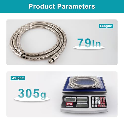 GwernKB Shower Hose,79In Long Stainless Steel Hose for Handheld Shower Head | Brushed Nickel,Extension for Bidet Sprayer,Leak-proof,with Steel Insert,Durable & Flexible,Bathroom Attachment Replacement - color: Brushed Nickel