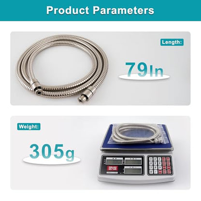GwernKB Shower Hose,79In Long Stainless Steel Hose for Handheld Shower Head | Brushed Nickel,Extension for Bidet Sprayer,Leak-proof,with Steel Insert,Durable & Flexible,Bathroom Attachment Replacement - color: Brushed Nickel