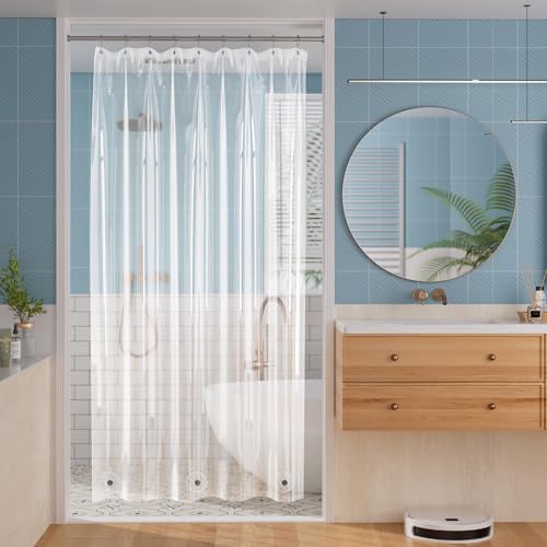 Titanker Plastic Shower Curtain Liner, Clear Shower Liner PEVA 54x72 Lightweight Waterproof Shower Curtains for Bathroom with Magnets and Rustproof Grommets - color: Clear, size: 54"W x 72"L (Pack of 1)