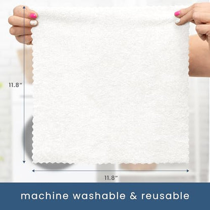 S&T INC. Microfiber Cleaning Cloth, 50 Pack, 11.8" x 11.8", White | Storage Box Included, Edgeless Cleaning Cloth for Home and Car, Reusable and Multi-Purpose Cleaning Rags, Machine Washable - color: White