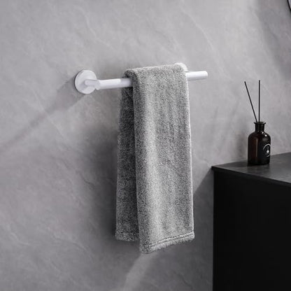GERZWY 12-Inch Bathroom Towel Bar SUS 304 Stainless Steel Bath Towel Bar Modern Round Style Wall Mount, White - color: White, size: 12 Inch (Pack of 1)