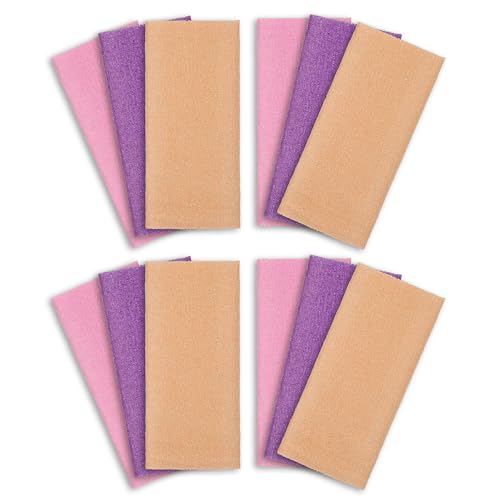 ARCH&M Exfoliating Washcloth 12 Pack, Peach Purple Pink | Back Scrubber for Shower, Japanese Exfoliating Shower Towel, Daily Use, Korean Beauty Wash Cloth - style: Peach x 4 Purple x 4 Pink x 4